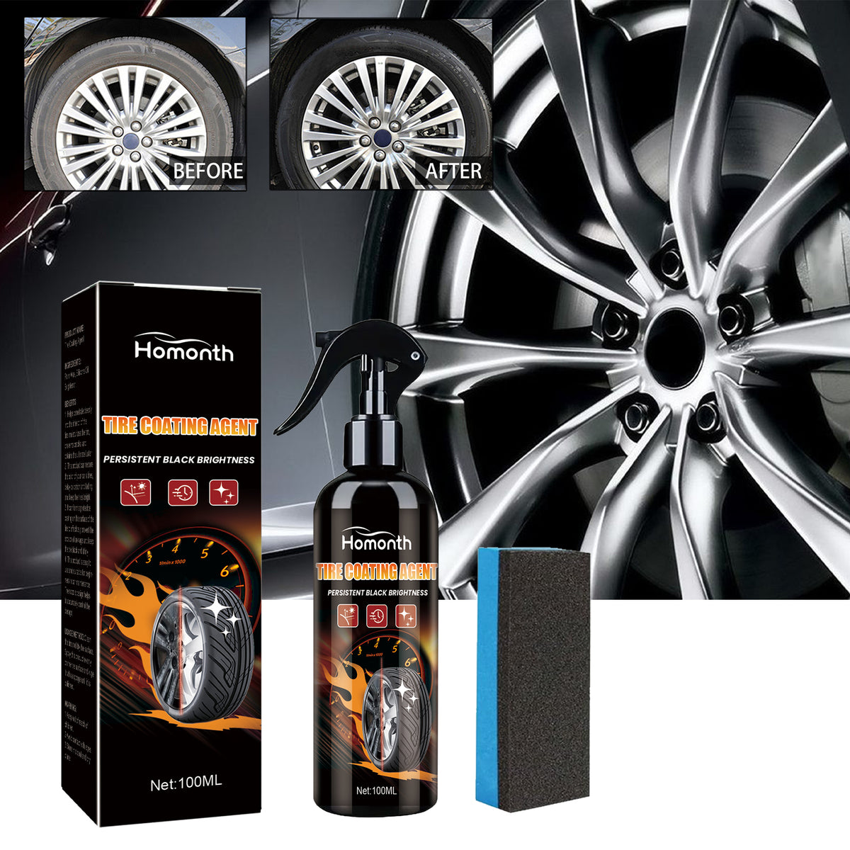 Tire Coating Agent, Automotive Tire Rim Brightening And Polishing Durable Maintenance Decontamination Cleaning Brightener