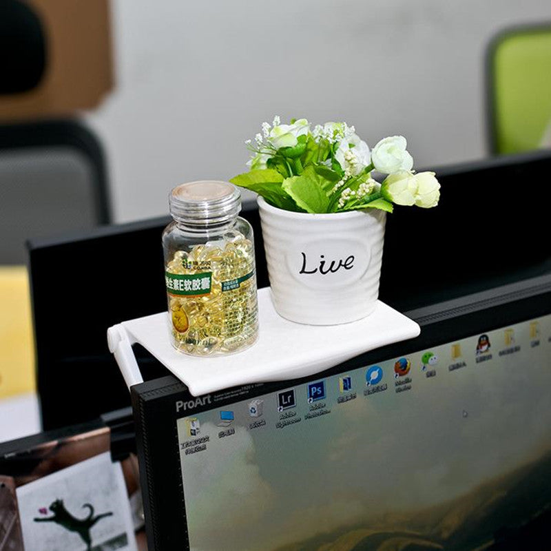 1pc Office Storage Rack Clip Computer Screen Table Desk Accessories Organizer for Cosmetics Shelf Home Office Organizer