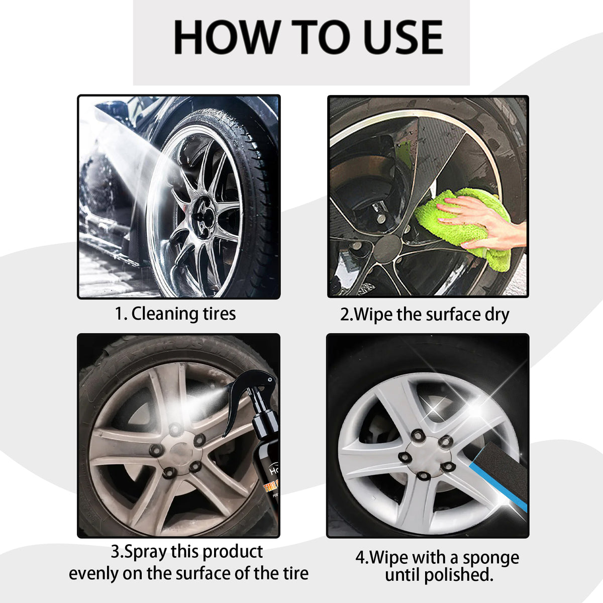 Tire Coating Agent, Automotive Tire Rim Brightening And Polishing Durable Maintenance Decontamination Cleaning Brightener