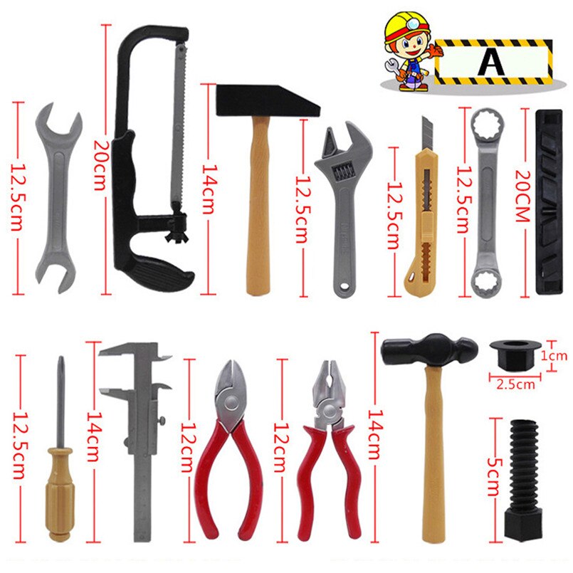 14Pcs/set Simulation Repair Drill Tools Toys For Boys Pretend Play Model DIY Tool Play House Garden Toy Kit Children Gifts
